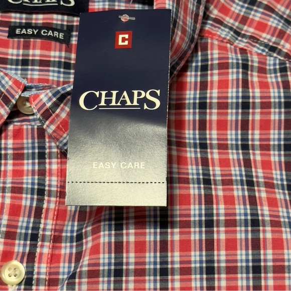 NEW Chaps Red Blue Casual Button Down Plaid Short Sleeve Shirt Size XL Perfect - Picture 4 of 13